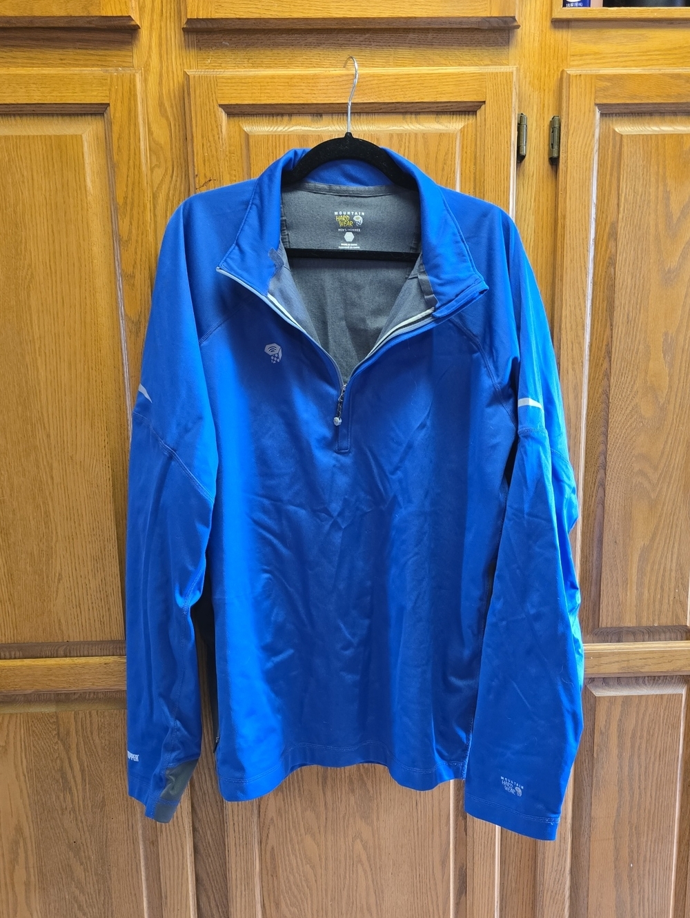 Mountain Hardwear Windstopper 1/4-zip softshell pullover, Royal Blue/Grey, XXL